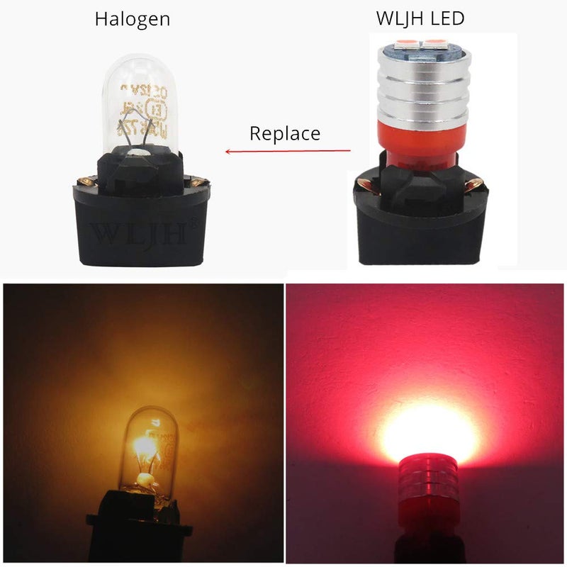 WLJH T10 Led Bulb Pc194 Pc195 Pc168 Dash Lights Instrument Cluster Bulbs Lights Twist Locks Socket Base Dashboard Panel Gauge w5w 194 Led 12V Easy To Install (Red,Pack of 6) - Image 2